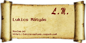 Lukics Mátyás névjegykártya